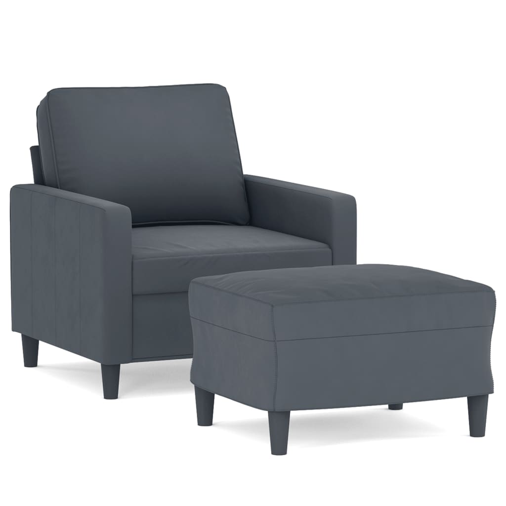 Fauteuil en velours & son repose pied